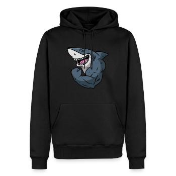 Shark Hai mit Bizeps - Männer Premium Bio Hoodie - Schwarz - Vorne - Nico (187cm)