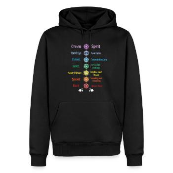 Chakra Yoga Géométrie Sacrée - Sweat à capuche Premium bio Homme - noir - Devant - Nico (187cm)
