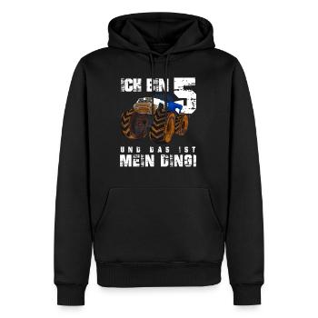 Ich bin 5 und das ist mein Ding, Jungen Geburtstag - Männer Premium Bio Hoodie - Schwarz - Vorne - Nico (187cm)