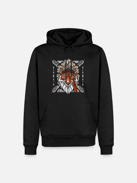 Fuchs Schamane Indianer - Männer Premium Bio Hoodie - Schwarz
