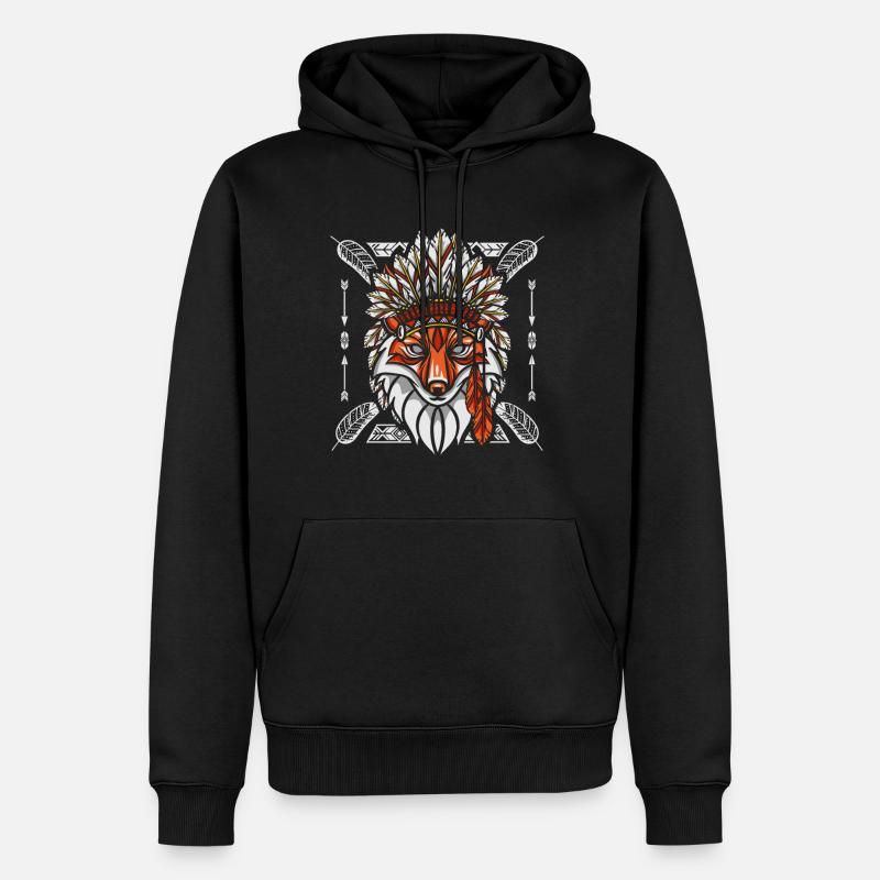 Fuchs Schamane Indianer - Männer Premium Bio Hoodie - Schwarz