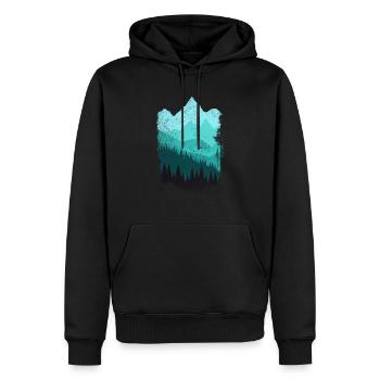 Randonnée pour les amoureux de la nature Forêts et montagnes Moderne - Sweat à capuche Premium bio Homme - noir - Devant - Nico (187cm)