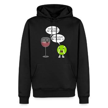 Tennis Sport Wein Alkohol Trinken Geschenk - Männer Premium Bio Hoodie - Schwarz - Vorne - Nico (187cm)