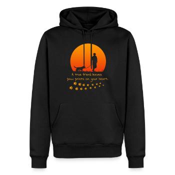 Hundebesitzer Pfotenprint - Männer Premium Bio Hoodie - Schwarz - Vorne - Nico (187cm)