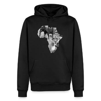Africa - Felpa con cappuccio ecologica premium da uomo - nero - Fronte - Nico (187cm)