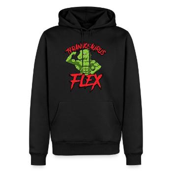 Fitness Gym Sport Power Lifting Tyrannosaurus Flex - Männer Premium Bio Hoodie - Schwarz - Vorne - Nico (187cm)