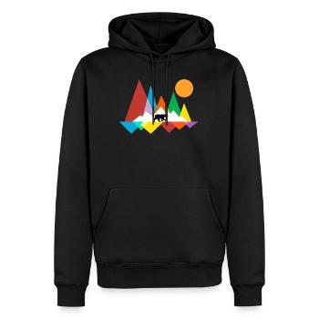 Geometrisch Bär Outdoor Berg Wandern Geschenk - Männer Premium Bio Hoodie - Schwarz - Vorne - Nico (187cm)
