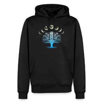 Phases de lune arbre de la vie avec la pleine lune, croissant - Sweat à capuche Premium bio Homme - noir - Devant - Nico (187cm)