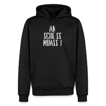 An Scheiss Muass I | Bayern, boarisch, bayerisch - Männer Premium Bio Hoodie - Schwarz - Vorne - Nico (187cm)