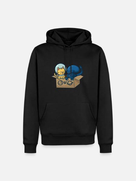 Cat and alien on peace - Men’s Premium Organic Hoodie - black