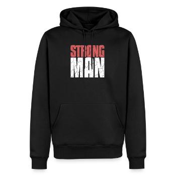 Strongman homme fort culturisme Powerlifting - Sweat à capuche Premium bio Homme - noir - Devant - Nico (187cm)