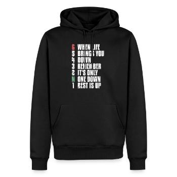 1N23456 Moto quand la vie vous déprime - Sweat à capuche Premium bio Homme - noir - Devant - Nico (187cm)
