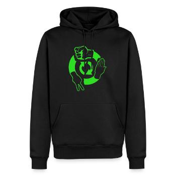 Dynamische Schere Stein Papier Symbole - Männer Premium Bio Hoodie - Schwarz - Vorne - Nico (187cm)
