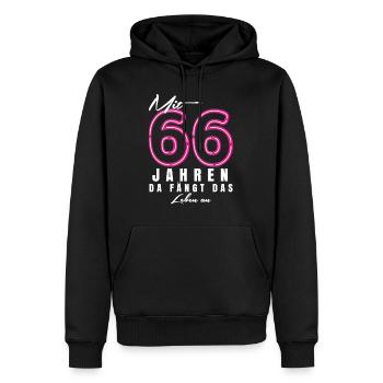 Mit 66 Jahren da fängt das Leben an. Geschenk - Männer Premium Bio Hoodie - Schwarz - Vorne - Nico (187cm)