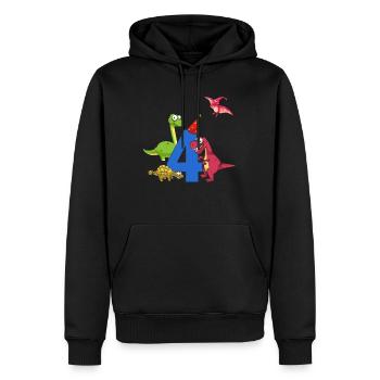 Anniversaire enfants 4 ans avec chapeaux de fête Dinos - Sweat à capuche Premium bio Homme - noir - Devant - Nico (187cm)