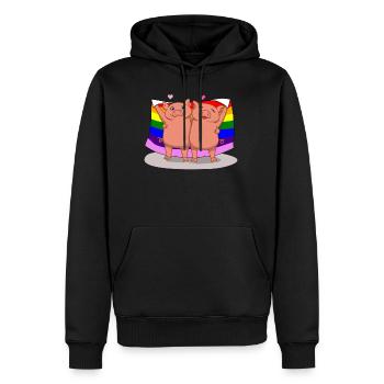LGBTQ discrimination contre les cochons cadeau gay - Sweat à capuche Premium bio Homme - noir - Devant - Nico (187cm)