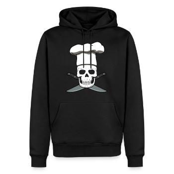 Chef Skull Chef Chef Cuisine Cuisine - Sweat à capuche Premium bio Homme - noir - Devant - Nico (187cm)