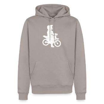 Dirtbike Kind Motocross Motorrad Biker Rennen - Männer Premium Bio Hoodie - Taupe - Vorne - Nico (187cm)