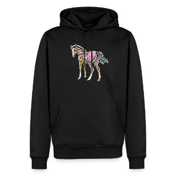 Cheval - Sweat à capuche Premium bio Homme - noir - Devant - Nico (187cm)