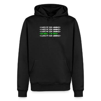 I Hate Programming | Programmierer, Coder, IT Nerd - Männer Premium Bio Hoodie - Schwarz - Vorne - Nico (187cm)