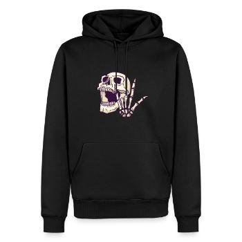 Skull Skull Rock n Roll signe - Sweat à capuche Premium bio Homme - noir - Devant - Nico (187cm)