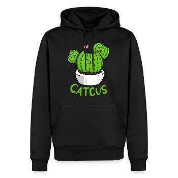 Chat cactus chat cactus - Sweat à capuche Premium bio Homme - noir - Devant - Nico (187cm)