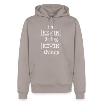 Kevin - Sweat à capuche Premium bio Homme - taupe - Devant - Nico (187cm)