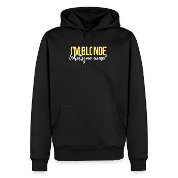 I'm Blonde What's Your Excuse? | Blondine, Blond - Männer Premium Bio Hoodie - Schwarz - Vorne - Nico (187cm)