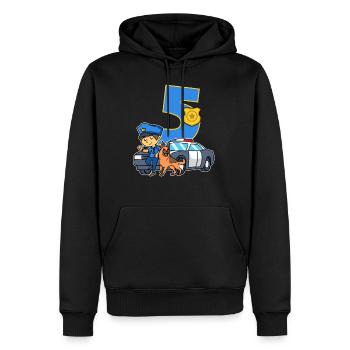5e anniversaire de la police voiture de police 5 ans policier - Sweat à capuche Premium bio Homme - noir - Devant - Nico (187cm)