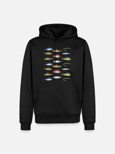 Pesca en alta mar Regalo Especies de peces - Sudadera con capucha prémium ecológica para hombre - negro