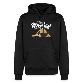 Mops-Hund lustig - ich hasse Morgen - Männer Premium Bio Hoodie - Schwarz - Vorne - Nico (187cm)