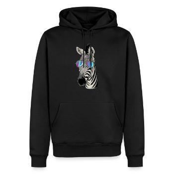Zebra mit Sonnenbrille als Geschenk für Kids - Männer Premium Bio Hoodie - Schwarz - Vorne - Nico (187cm)