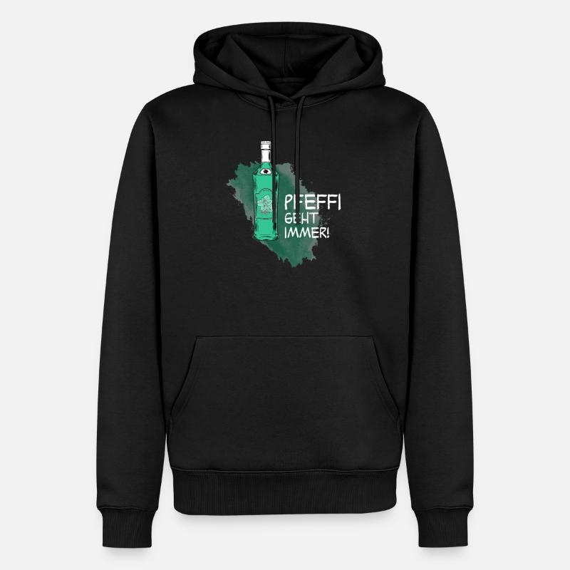 Pfeffi geht immer! Pfefferminz-Schnapsshirt - Männer Premium Bio Hoodie - Schwarz