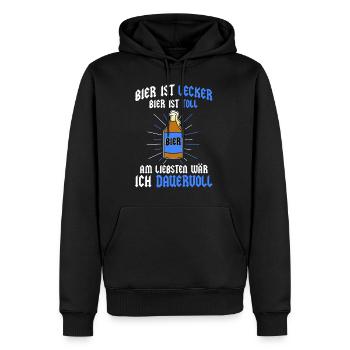 Bier lecker toll Dauervoll Spruch - Männer Premium Bio Hoodie - Schwarz - Vorne - Nico (187cm)