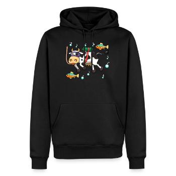 Vache bovins plongeur plongeur mer océan cadeau - Sweat à capuche Premium bio Homme - noir - Devant - Nico (187cm)