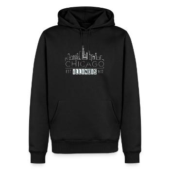 Chicago - Männer Premium Bio Hoodie - Schwarz - Vorne - Nico (187cm)