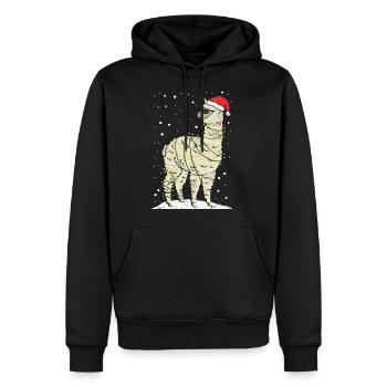 Lama alpaga de Noël - Sweat à capuche Premium bio Homme - noir - Devant - Nico (187cm)