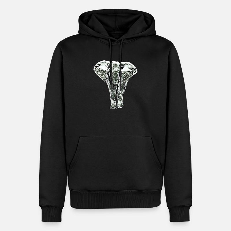 Elefant - Männer Premium Bio Hoodie - Schwarz