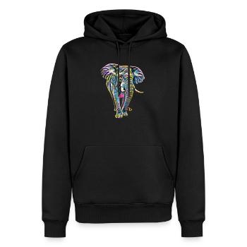 Éléphant - Sweat à capuche Premium bio Homme - noir - Devant - Nico (187cm)