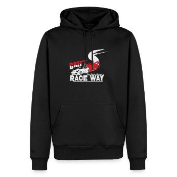 drift - Men’s Premium Organic Hoodie - black - Front - Nico (187cm)