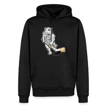 Bouledogue chien amateur de chien hockeyeur - Sweat à capuche Premium bio Homme - noir - Devant - Nico (187cm)