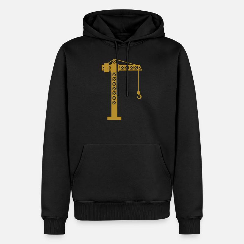 Kran Baustelle - Männer Premium Bio Hoodie - Schwarz