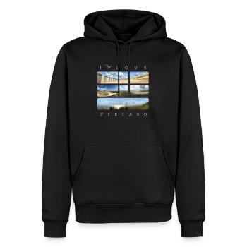 J'aime la Zélande - endroit préféré Pays-Bas - Sweat à capuche Premium bio Homme - noir - Devant - Nico (187cm)