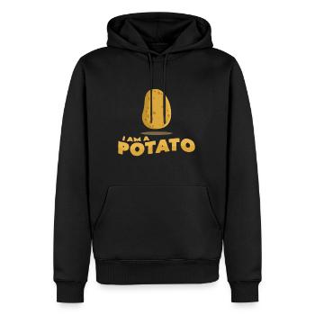 Je suis une pomme de terre - Sweat à capuche Premium bio Homme - noir - Devant - Nico (187cm)