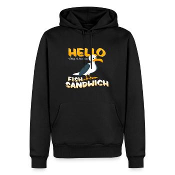 Bonjour idée de cadeau sandwich au poisson mouette côte nord - Sweat à capuche Premium bio Homme - noir - Devant - Nico (187cm)
