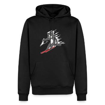 Ski ski chat Piste Sports d’hiver Miau - Sweat à capuche Premium bio Homme - noir - Devant - Nico (187cm)