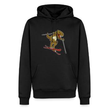 T-Rex Ski Wintersport Skiurlaub Dinosaurier Skier - Männer Premium Bio Hoodie - Schwarz - Vorne - Nico (187cm)