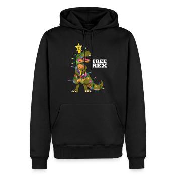 Weihnachten Baum Trex Dinosaurier Dino Geschenk - Männer Premium Bio Hoodie - Schwarz - Vorne - Nico (187cm)