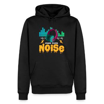 DJ - Männer Premium Bio Hoodie - Schwarz - Vorne - Nico (187cm)