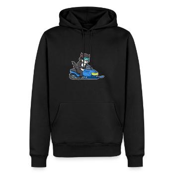 Katze Schneemobil Winter Surfen Kätzchen - Männer Premium Bio Hoodie - Schwarz - Vorne - Nico (187cm)